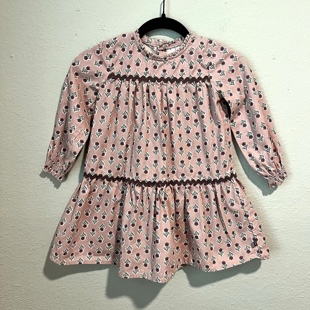 Modern Moments by Gerber Tiered Dress Girls Size 5T Mauve Floral 100% Cotton